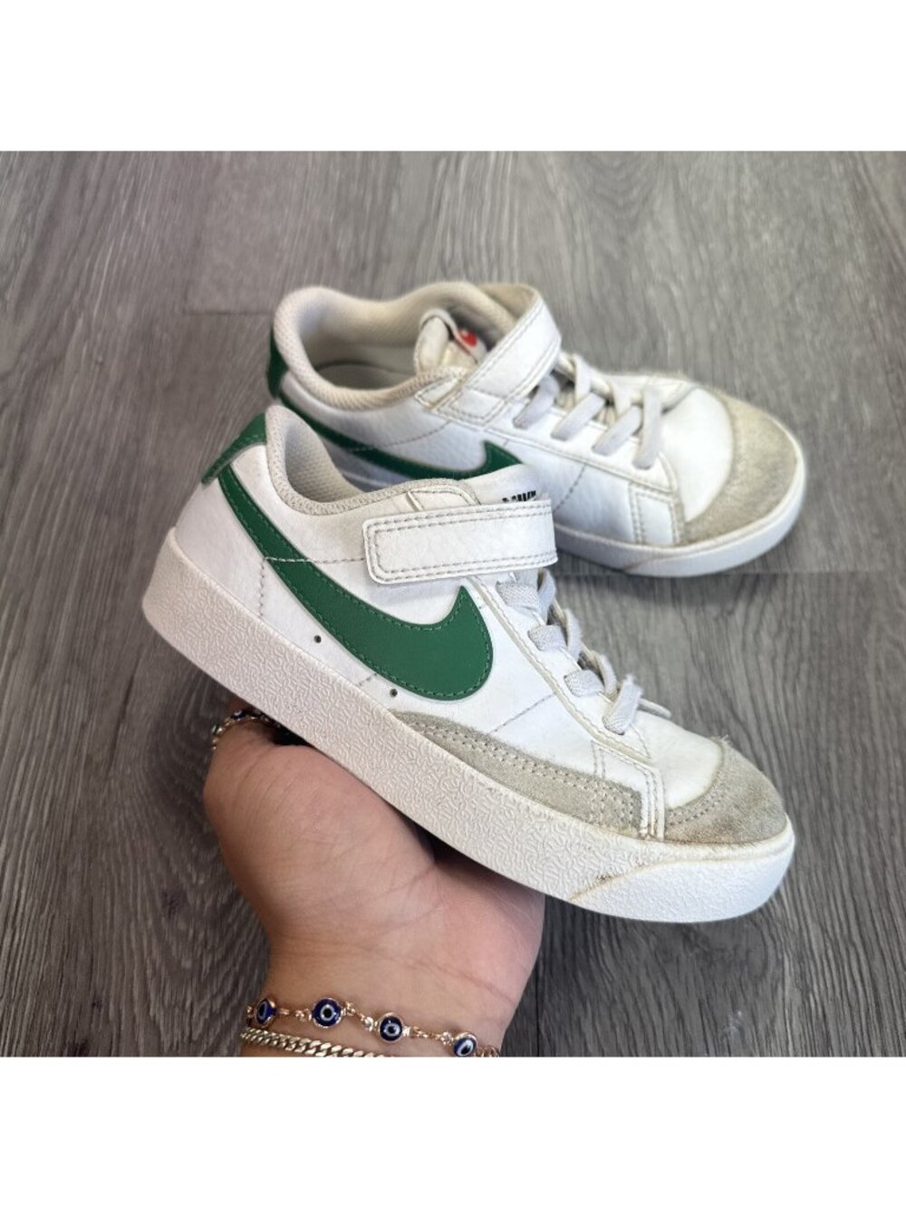 Nike Blazer Low 77 DA4075-115 White Preschool Size 11.5C Strap Shoes Sneakers